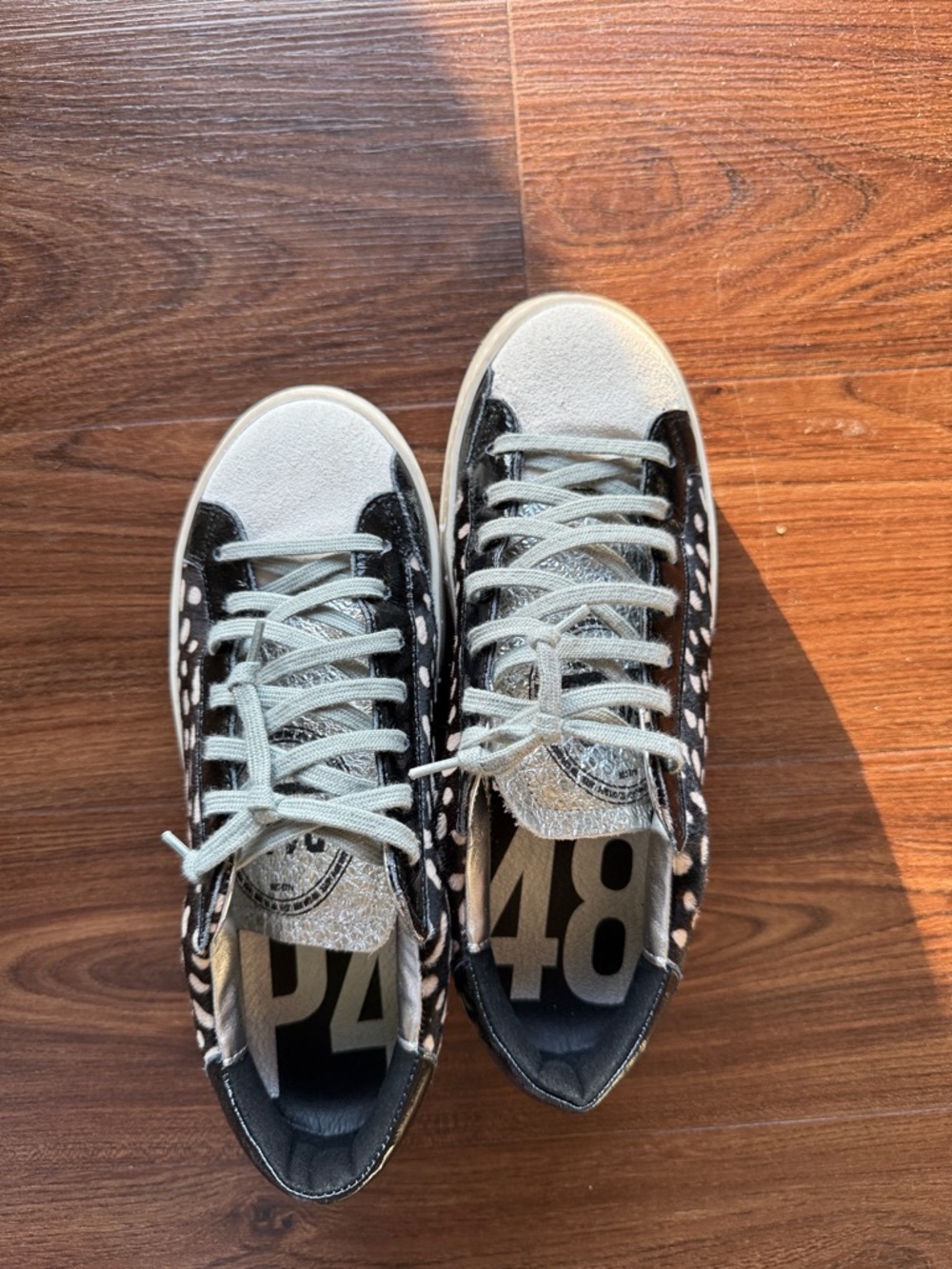 P448 Black & Silver Spotted Low-Top Sneakers
